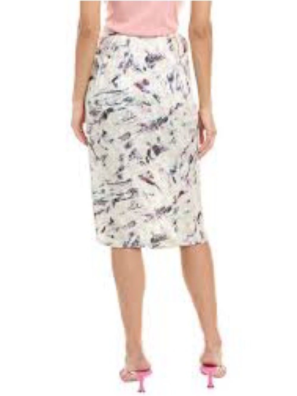 IRO White Pencil Skirt with Subtle Purple and Gray Accents
